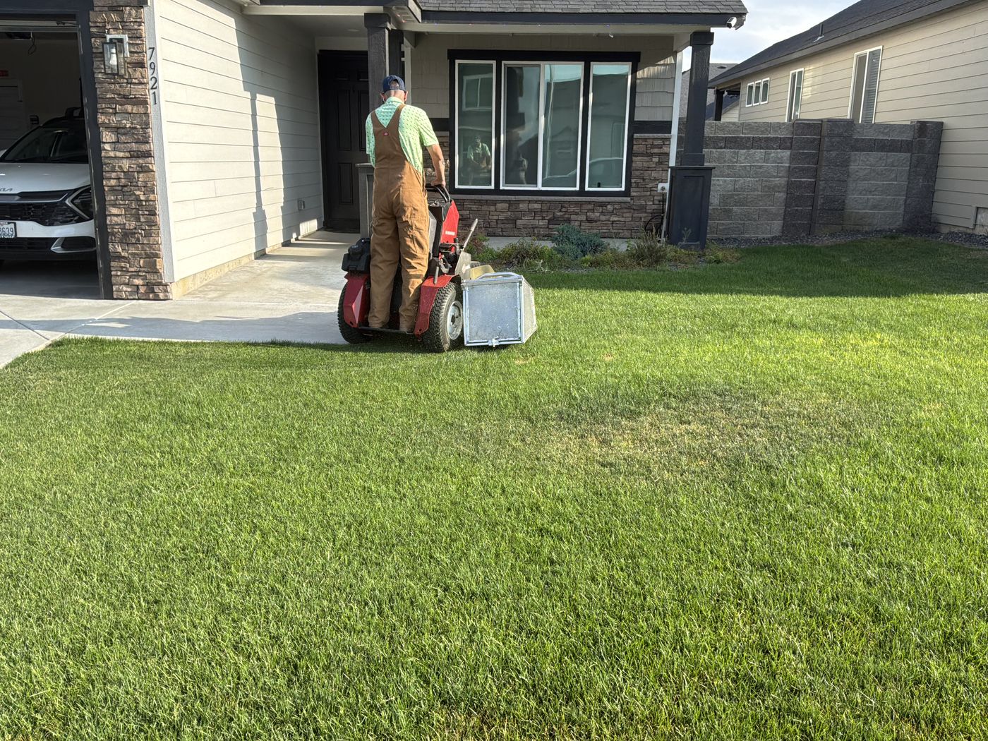 A rich green, freshly striped lawn